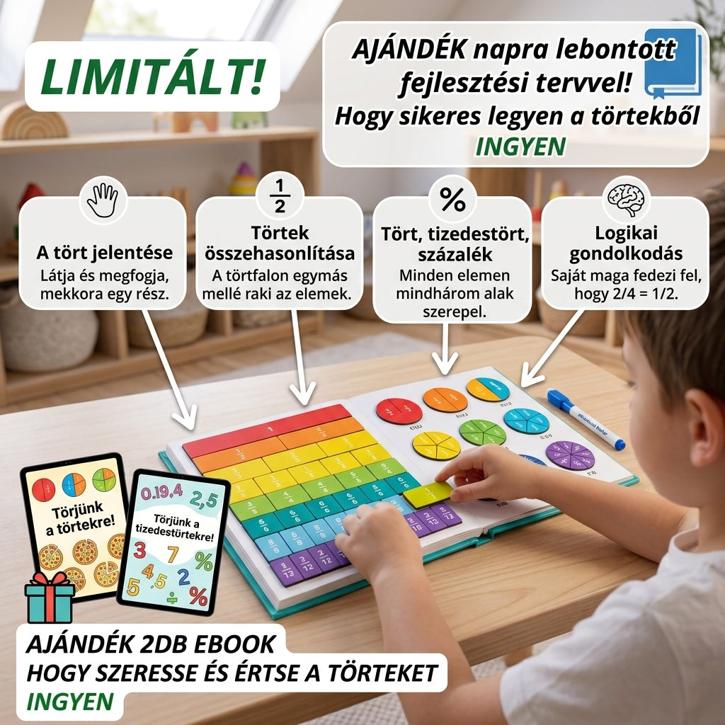Törjünk a törtekre - Matematikai fejlesztő játék 3db ajándékkal!