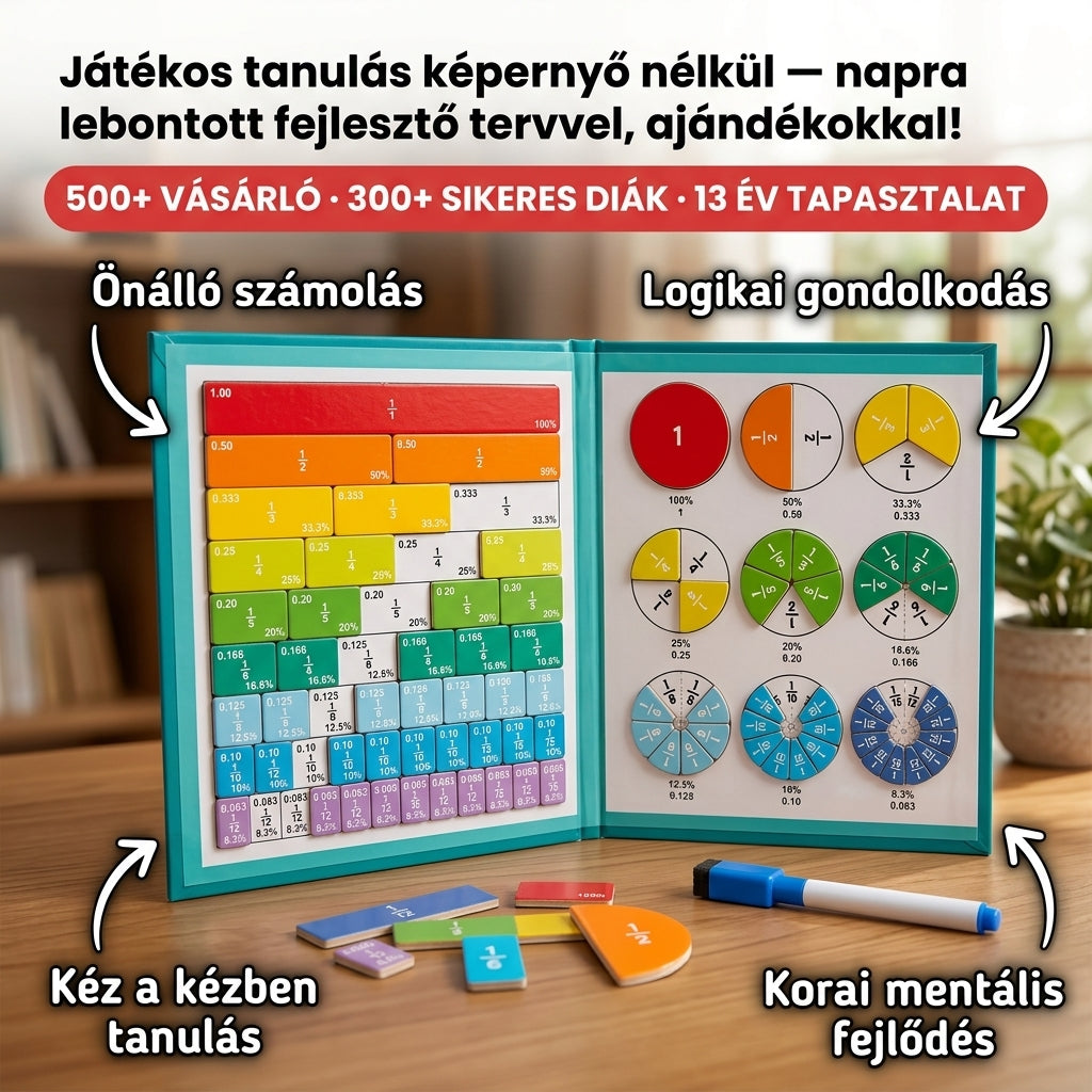 Törjünk a törtekre - Matematikai fejlesztő játék 3db ajándékkal!